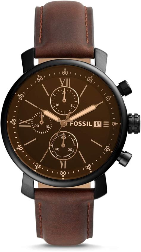 fossil chronograph brown leather.